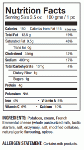 Cream Cheese Potato Gratins Nutritional Information